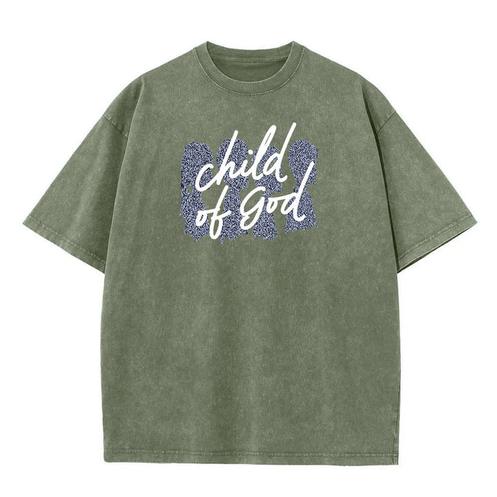 Christianartworkshop Child of God Unisex Washed T-Shirt - Army Green - 5XL - image 3