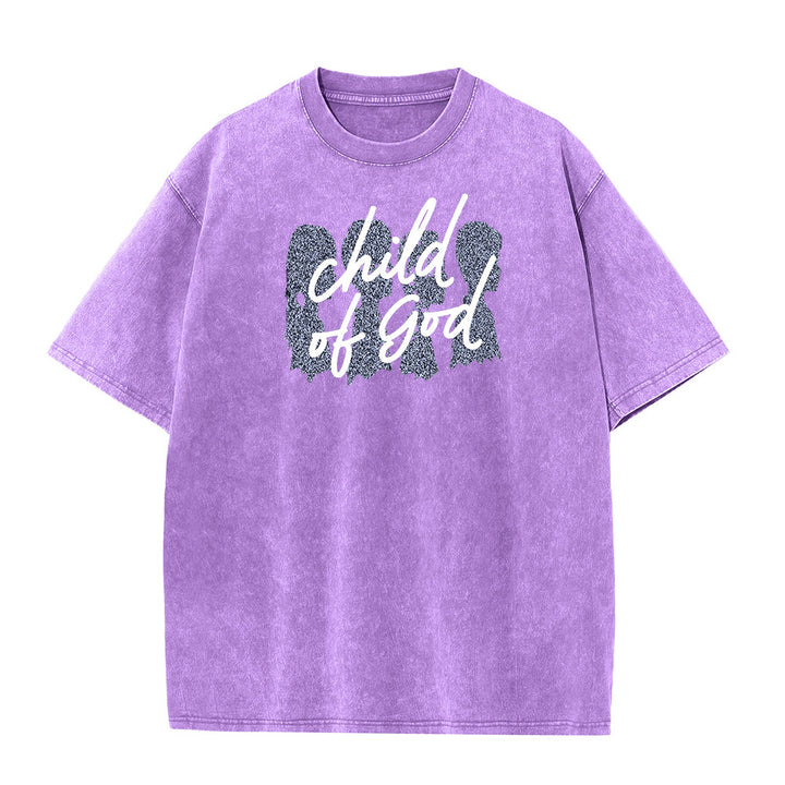 Christianartworkshop Child of God Unisex Washed T-Shirt - Purple - 5XL - image 0