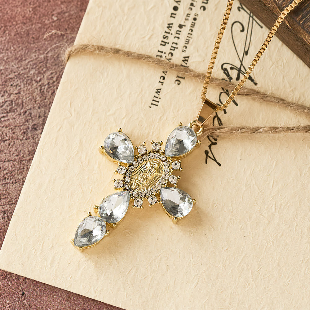 Christianartworkshop Diamond Virgin Mary Cross Necklace - image 4