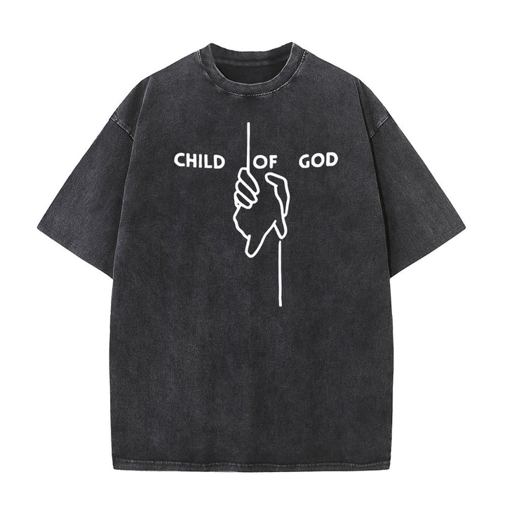 Christianartworkshop Artistic Child of God Unisex Washed T-Shirt: Hand - Cross Design and Eternal Faith - Black - 5XL - image 0