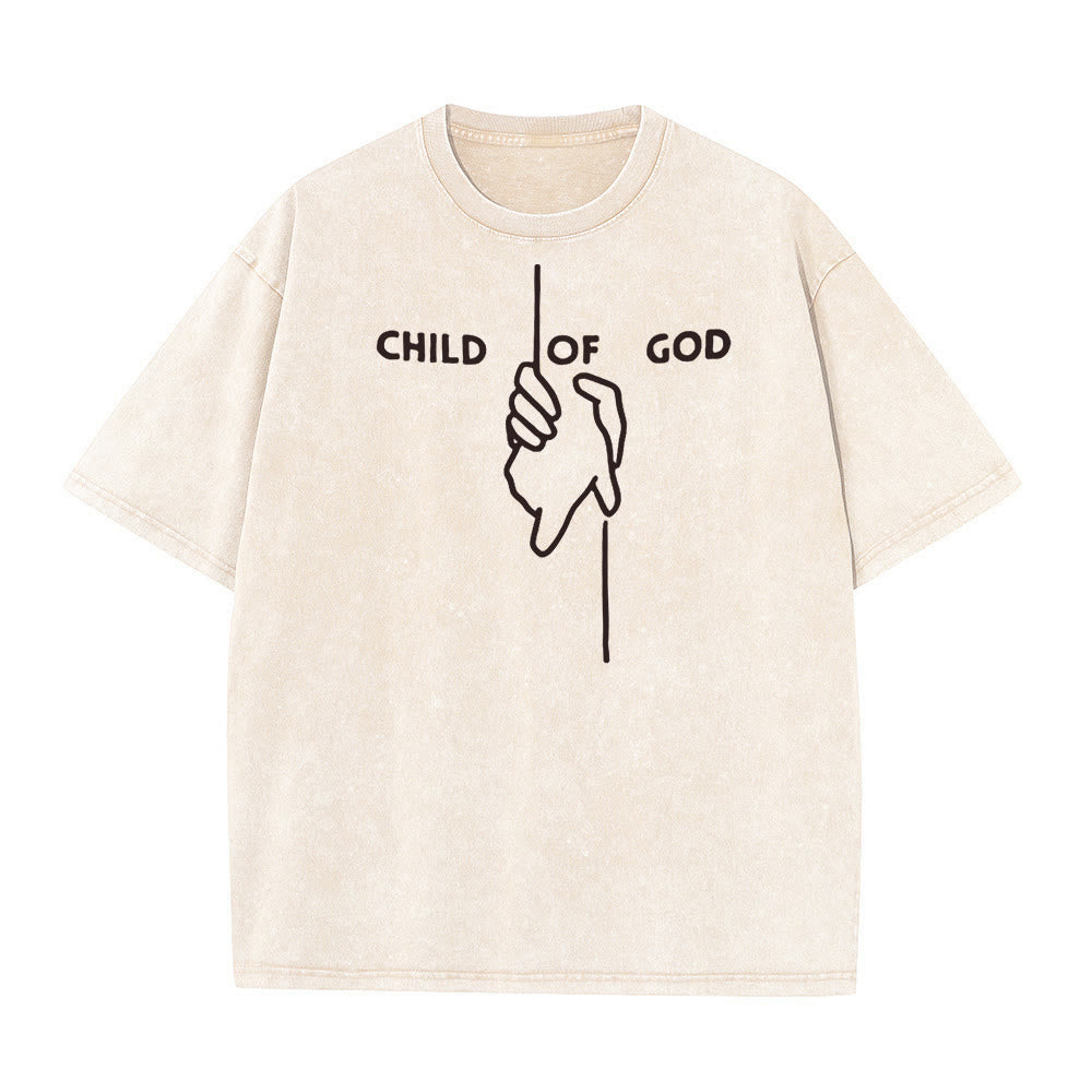Christianartworkshop Artistic Child of God Unisex Washed T-Shirt: Hand - Cross Design and Eternal Faith - Apricot - 5XL - image 7