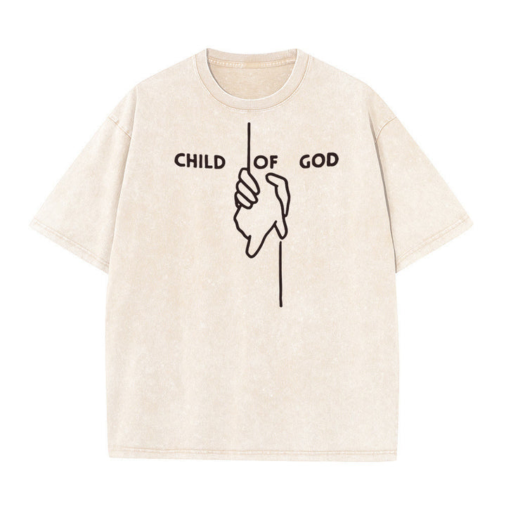 Christianartworkshop Artistic Child of God Unisex Washed T-Shirt: Hand - Cross Design and Eternal Faith - Apricot - 5XL - image 7
