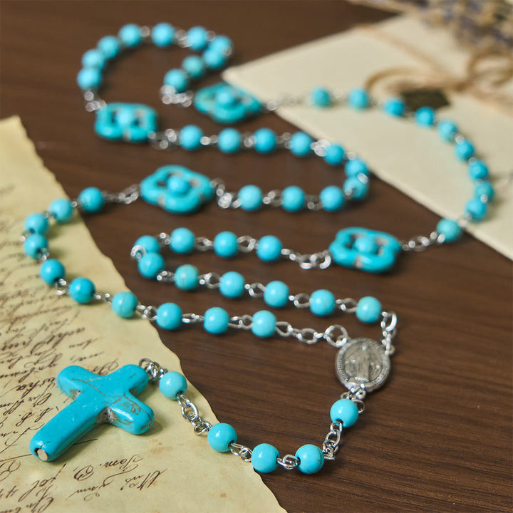 Turquoise Cross Blessing Rosary - image 6