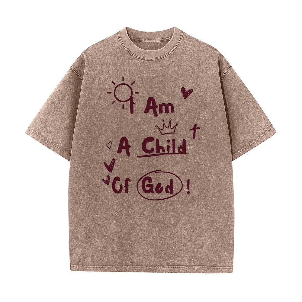 Christianartworkshop Vibrant Doodle Style I am a child of God Washed T-Shirt - Coffee - 5XL - image 6