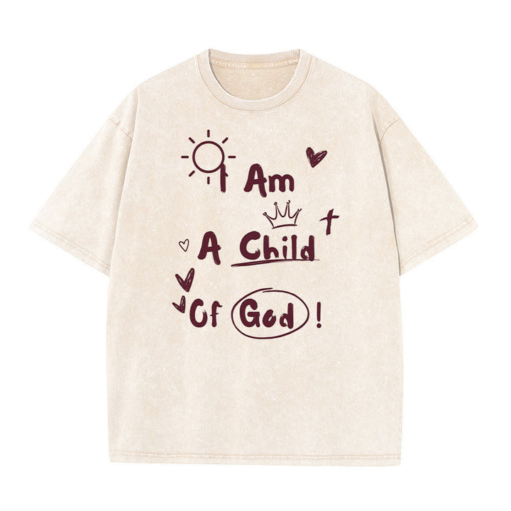 Christianartworkshop Vibrant Doodle Style I am a child of God Washed T-Shirt - Apricot - 5XL - image 0