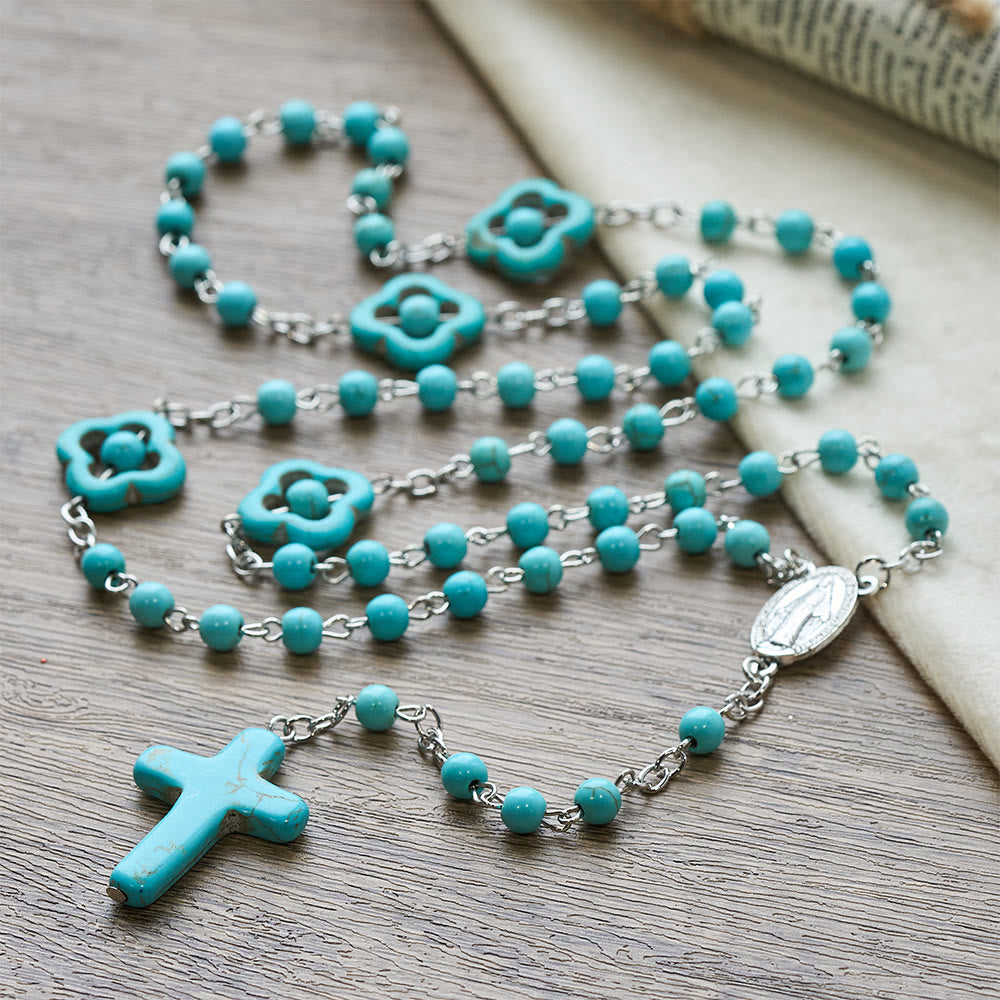 Turquoise Cross Blessing Rosary - image 2