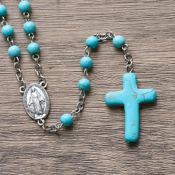 Turquoise Cross Blessing Rosary - image 4