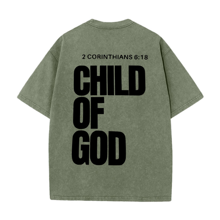 Christianartworkshop Minimalist Child of God Unisex Washed T-Shirt: Bold Faith in Clean Design - Army Green - 5XL - image 3