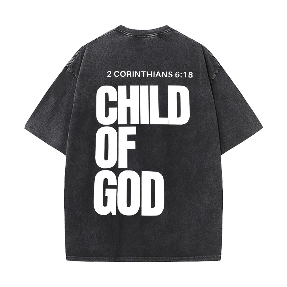 Christianartworkshop Minimalist Child of God Unisex Washed T-Shirt: Bold Faith in Clean Design - Black - 5XL - image 0