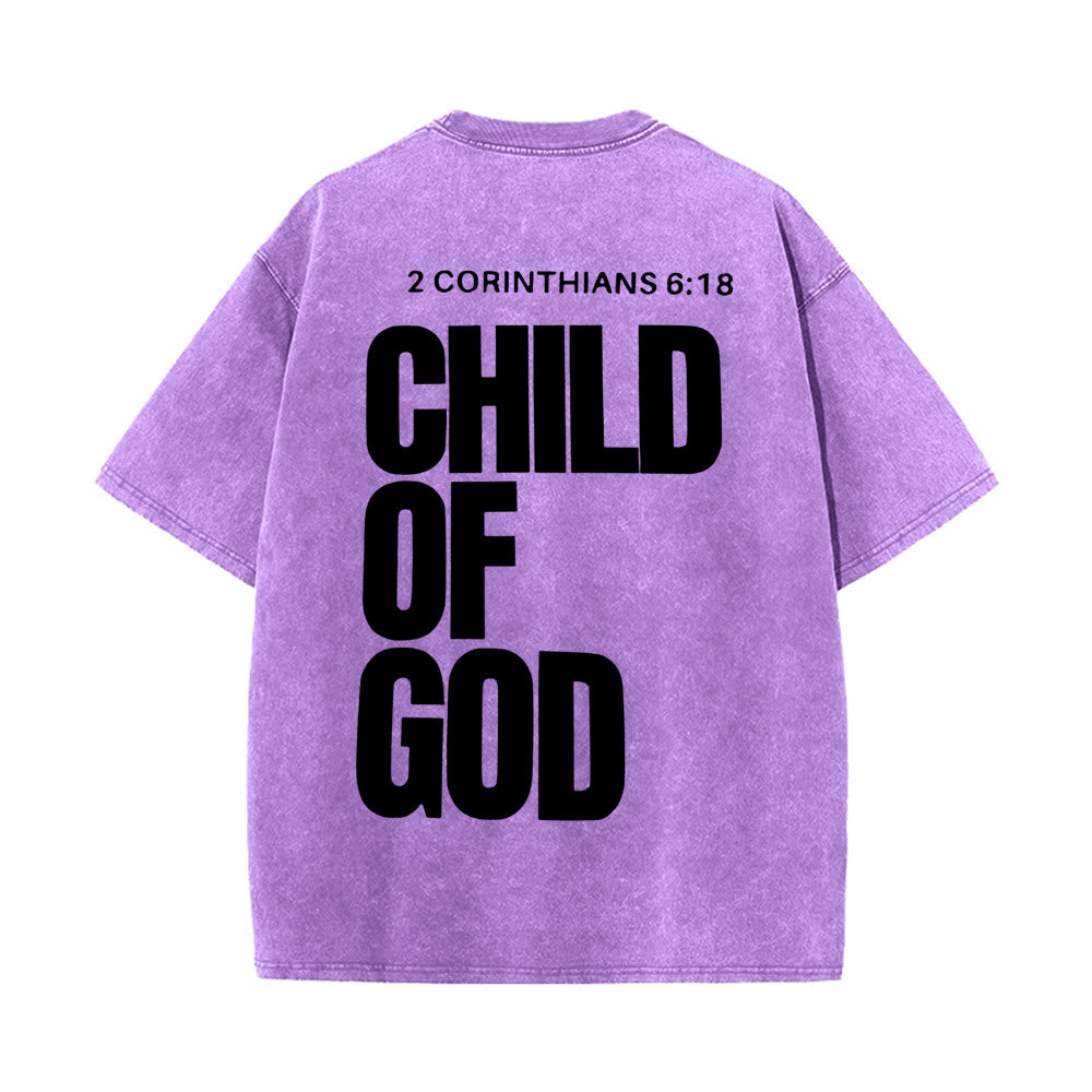 Christianartworkshop Minimalist Child of God Unisex Washed T-Shirt: Bold Faith in Clean Design - Purple - 5XL - image 9
