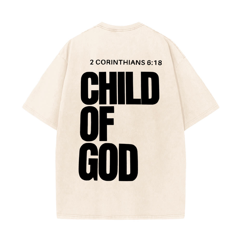 Christianartworkshop Minimalist Child of God Unisex Washed T-Shirt: Bold Faith in Clean Design - Apricot - 5XL - image 11