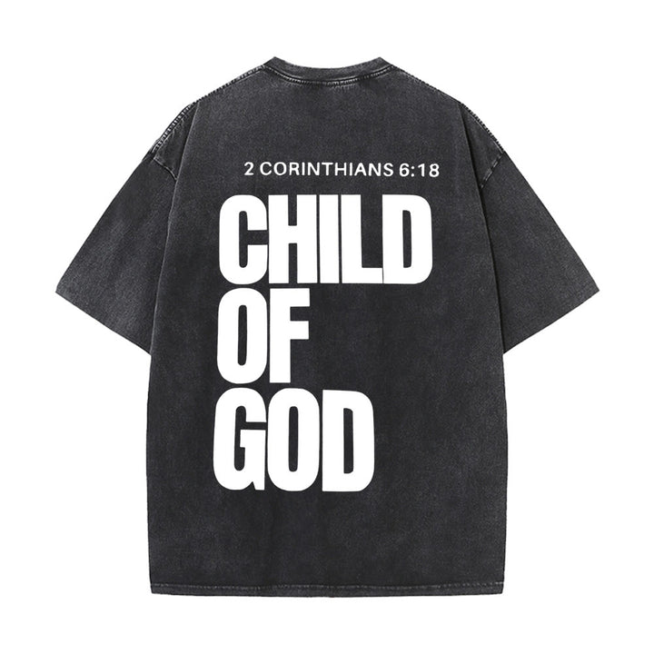 Christianartworkshop Minimalist Child of God Unisex Washed T-Shirt: Bold Faith in Clean Design - Black - 5XL - image 0