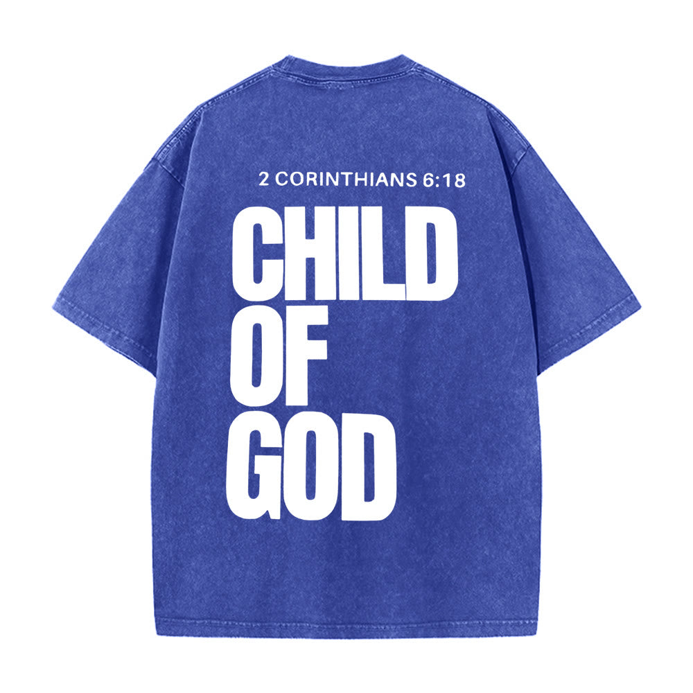 Christianartworkshop Minimalist Child of God Unisex Washed T-Shirt: Bold Faith in Clean Design - Blue - 5XL - image 7
