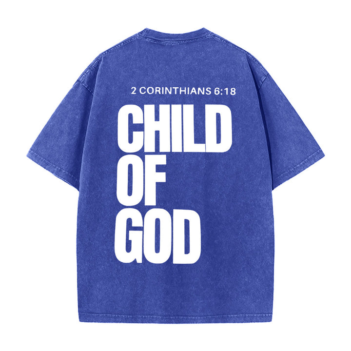 Christianartworkshop Minimalist Child of God Unisex Washed T-Shirt: Bold Faith in Clean Design - Blue - 5XL - image 7