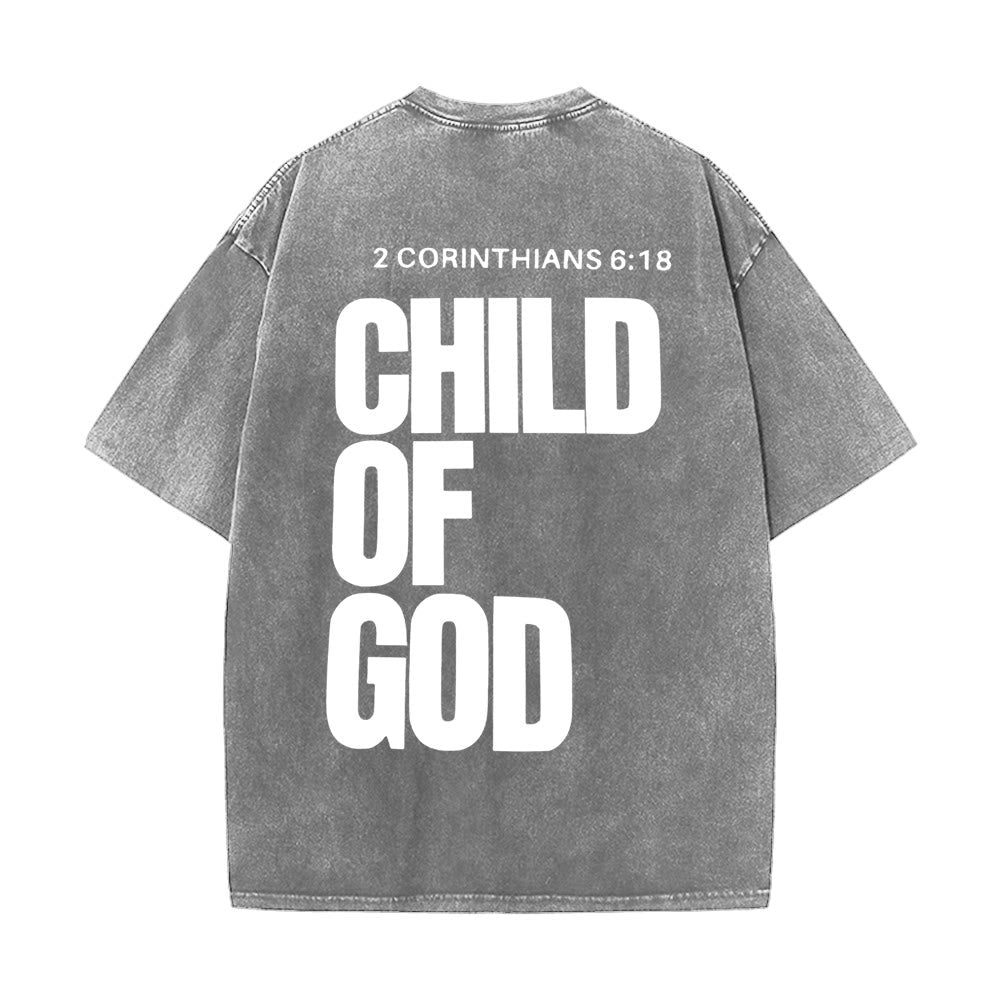 Christianartworkshop Minimalist Child of God Unisex Washed T-Shirt: Bold Faith in Clean Design - Grey - 5XL - image 5