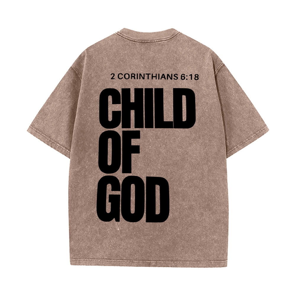 Christianartworkshop Minimalist Child of God Unisex Washed T-Shirt: Bold Faith in Clean Design - Coffee - 5XL - image 13