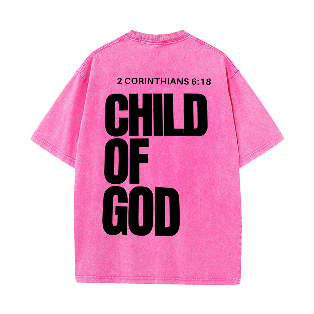 Christianartworkshop Minimalist Child of God Unisex Washed T-Shirt: Bold Faith in Clean Design - Pink - 5XL - image 17
