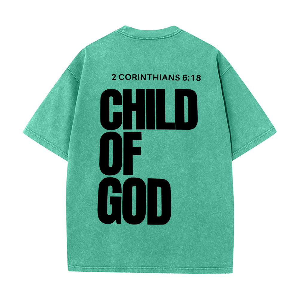 Christianartworkshop Minimalist Child of God Unisex Washed T-Shirt: Bold Faith in Clean Design - Green - 5XL - image 15