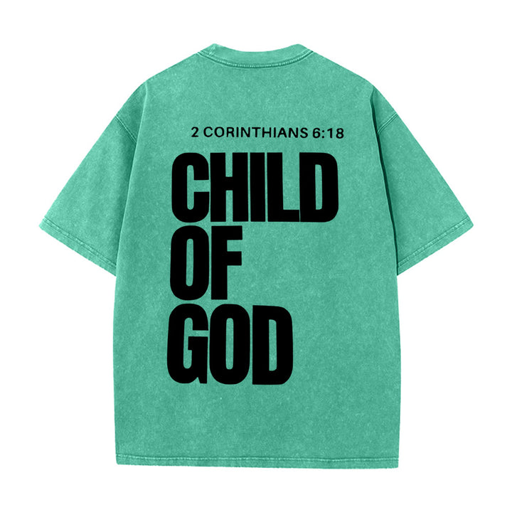 Christianartworkshop Minimalist Child of God Unisex Washed T-Shirt: Bold Faith in Clean Design - Green - 5XL - image 15