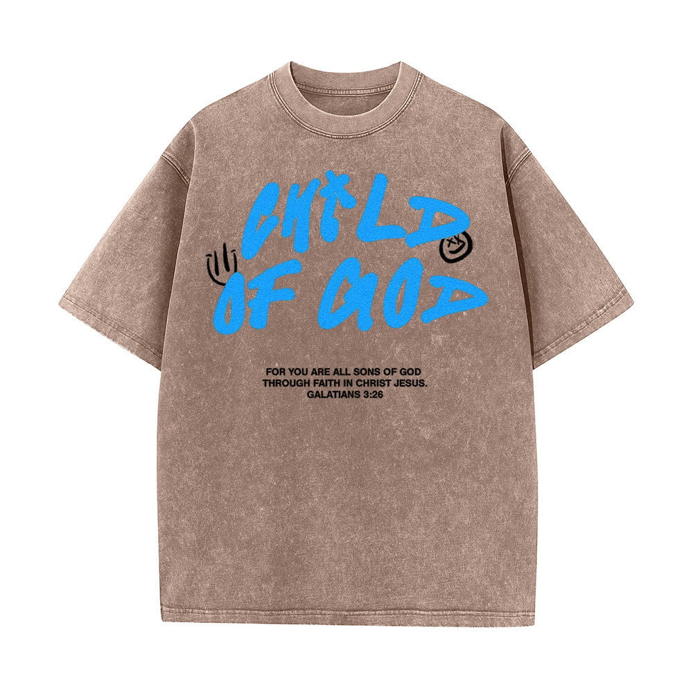 Christianartworkshop Vibrant Graffiti Style Child of God Unisex Washed T-Shirt - Coffee - 5XL - image 8