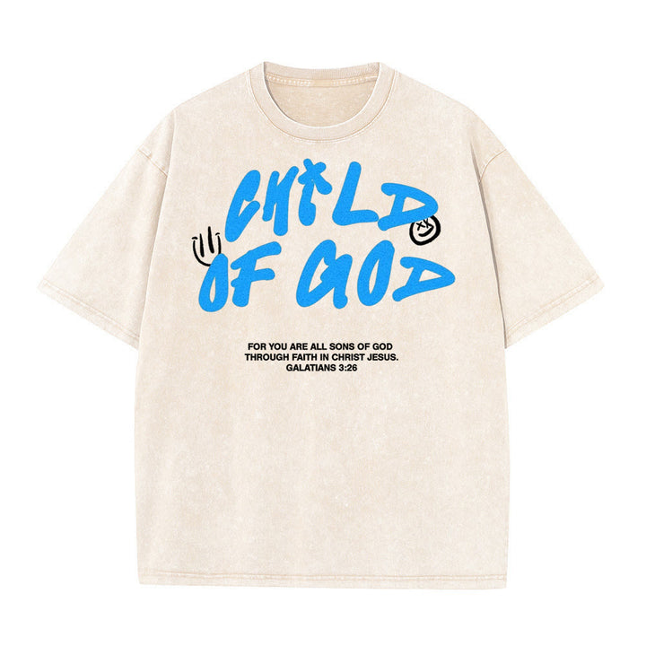 Christianartworkshop Vibrant Graffiti Style Child of God Unisex Washed T-Shirt - Apricot - 5XL - image 7