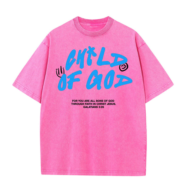 Christianartworkshop Vibrant Graffiti Style Child of God Unisex Washed T-Shirt - Pink - 5XL - image 10