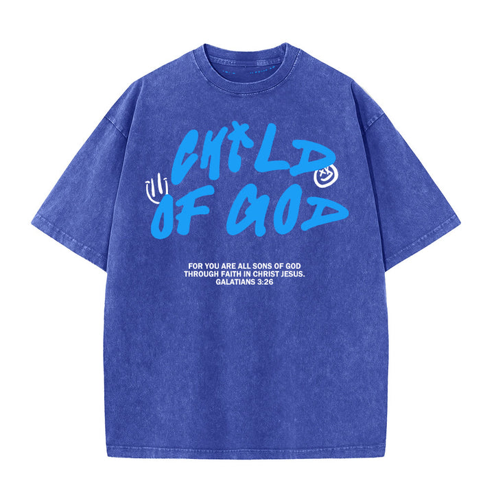 Christianartworkshop Vibrant Graffiti Style Child of God Unisex Washed T-Shirt - Blue - 5XL - image 5