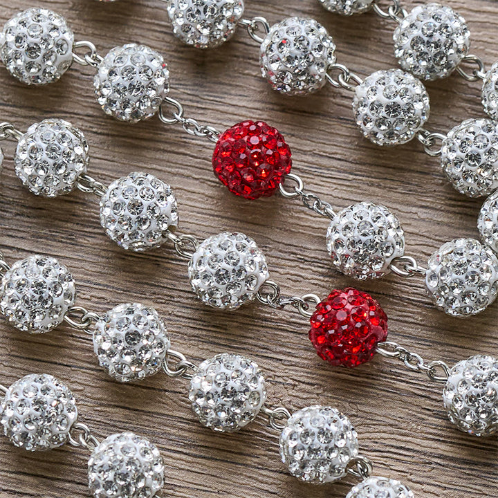 Christianartworkshop Miraculous Medal & Crucifix of 10 mm Round Silver Gems Necklace - image 7