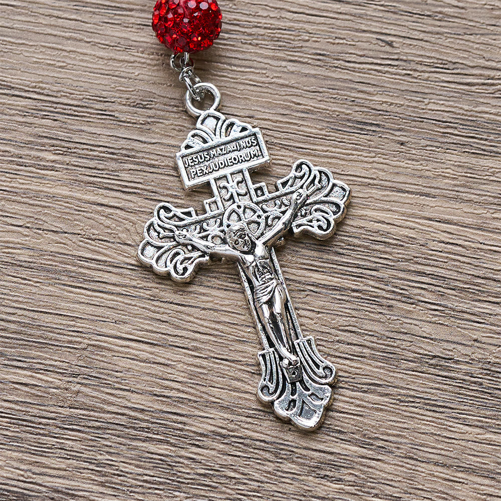 Christianartworkshop Miraculous Medal & Crucifix of 10 mm Round Silver Gems Necklace - image 5