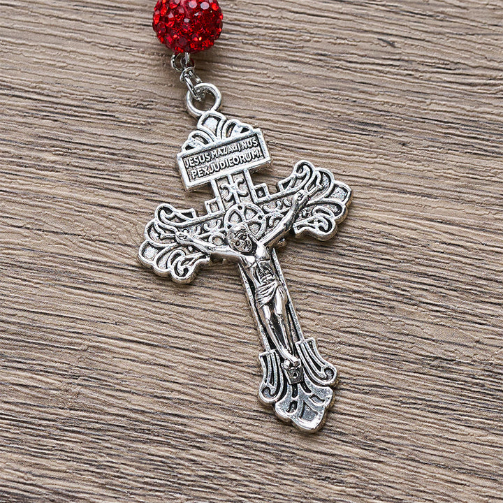 Christianartworkshop Miraculous Medal & Crucifix of 10 mm Round Silver Gems Necklace - image 5