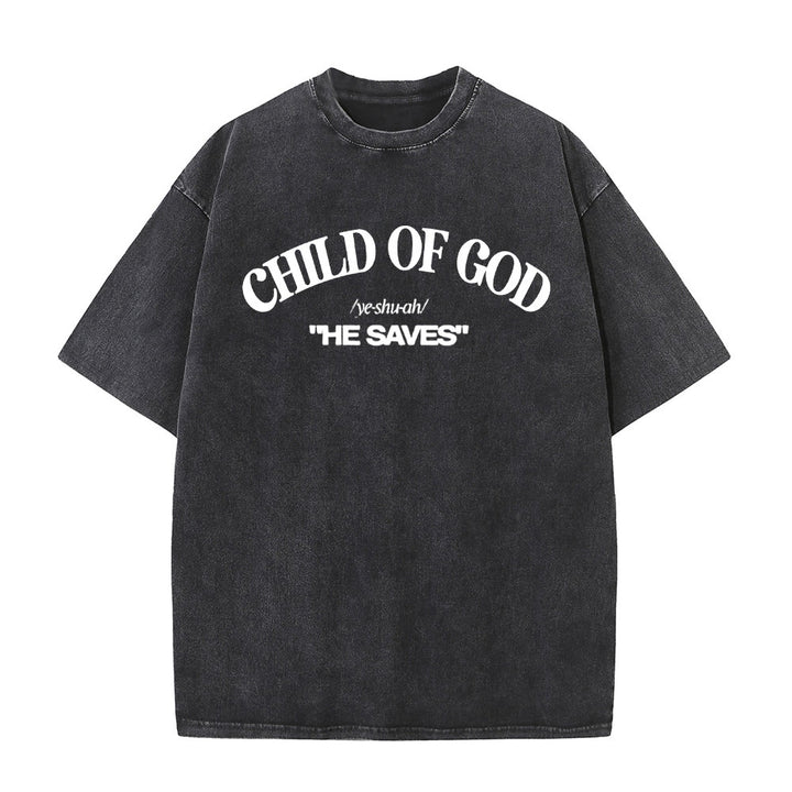 Christianartworkshop Classic Style He Save Child of God Unisex Washed T-Shirt - Black - 5XL - image 0