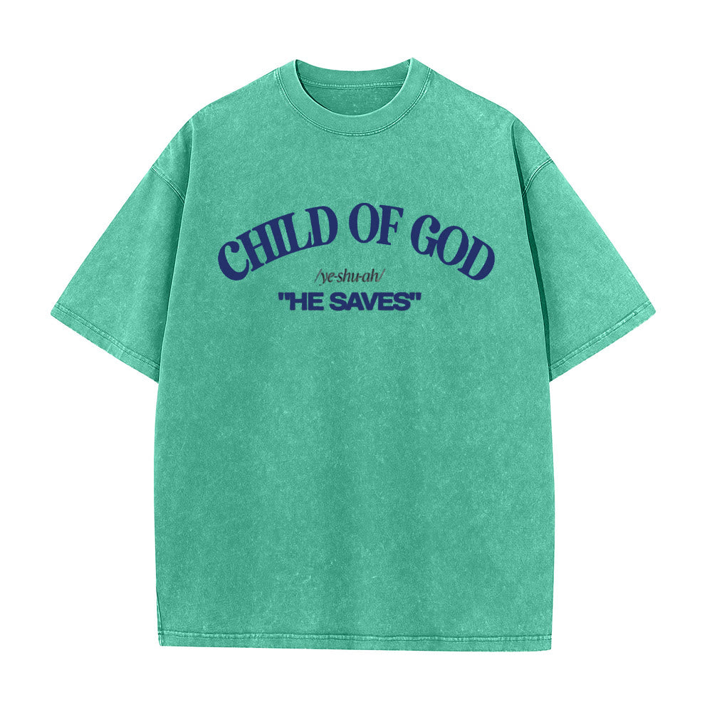 Christianartworkshop Classic Style He Save Child of God Unisex Washed T-Shirt - Green - 5XL - image 8