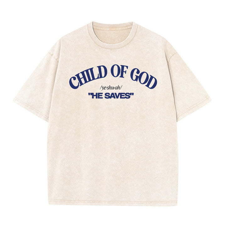 Christianartworkshop Classic Style He Save Child of God Unisex Washed T-Shirt - Apricot - 5XL - image 6