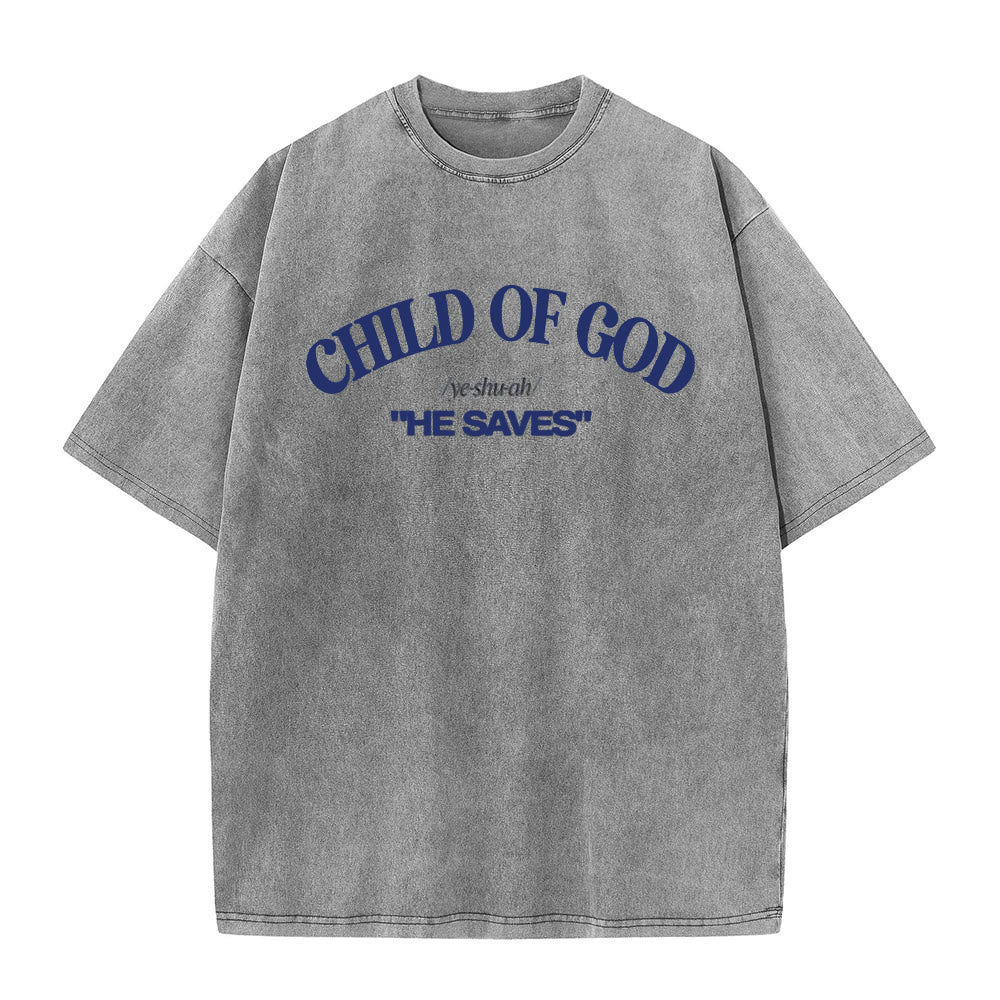 Christianartworkshop Classic Style He Save Child of God Unisex Washed T-Shirt - Grey - 5XL - image 3