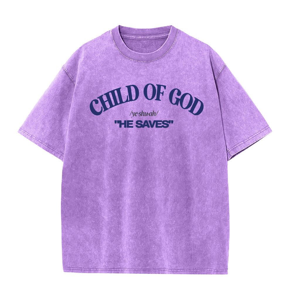Christianartworkshop Classic Style He Save Child of God Unisex Washed T-Shirt - Purple - 5XL - image 5