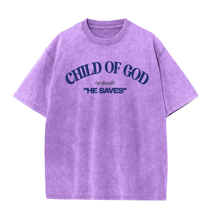 Christianartworkshop Classic Style He Save Child of God Unisex Washed T-Shirt - Purple - 5XL - image 5