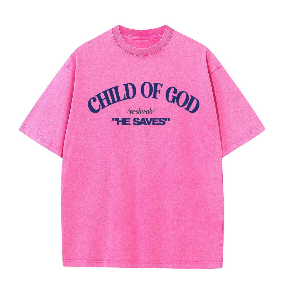Christianartworkshop Classic Style He Save Child of God Unisex Washed T-Shirt - Pink - 5XL - image 8