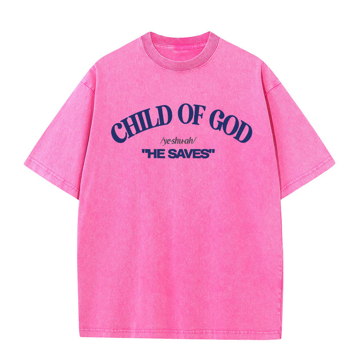 Christianartworkshop Classic Style He Save Child of God Unisex Washed T-Shirt - Pink - 5XL - image 8