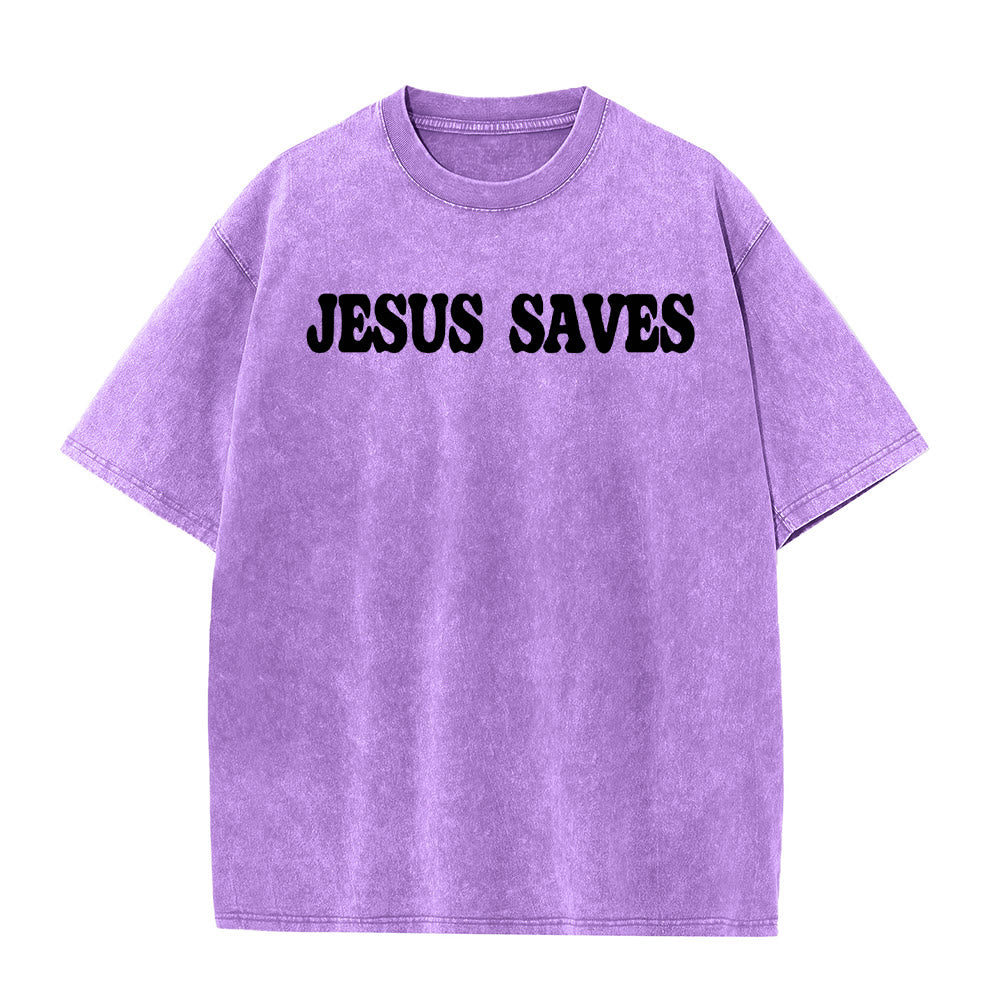 Christianartworkshop Jesus Saves Unisex Washed T-Shirt - image 19