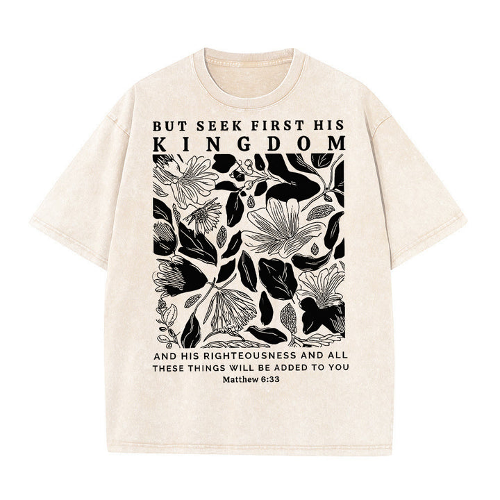 Christianartworkshop But Seek First His Kingdom Unisex Washed T-Shirt - Apricot - 5XL - image 7