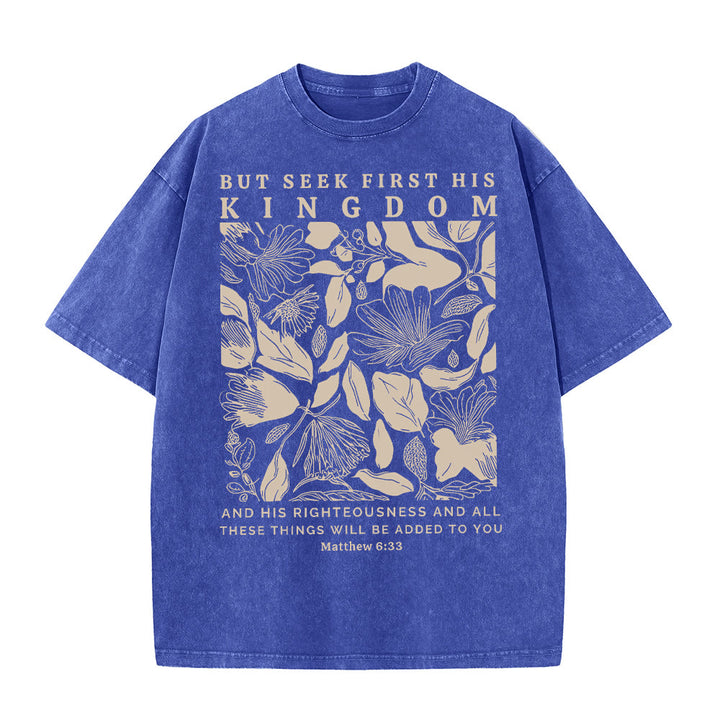 Christianartworkshop But Seek First His Kingdom Unisex Washed T-Shirt - Blue - 5XL - image 10