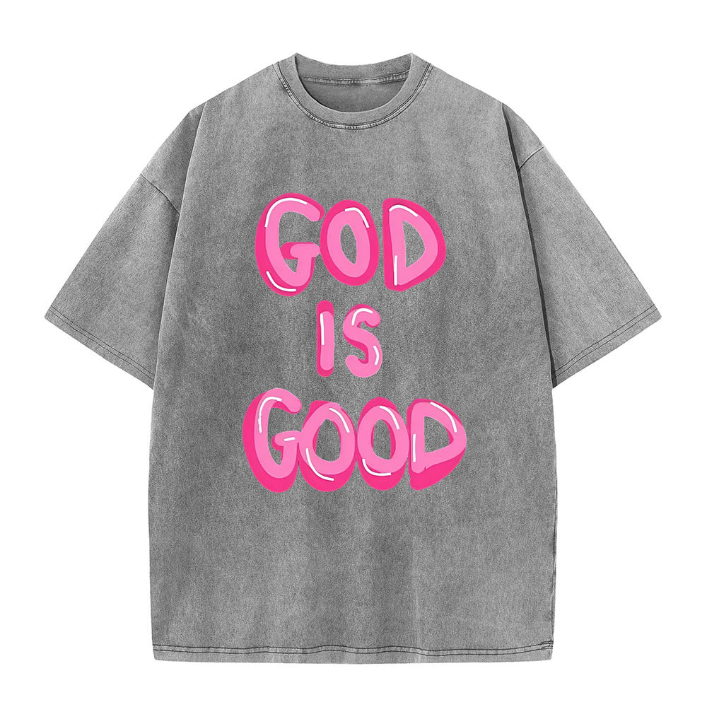 Christianartworkshop God Is Good Unisex Washed T-Shirt - Grey - 5XL - image 7