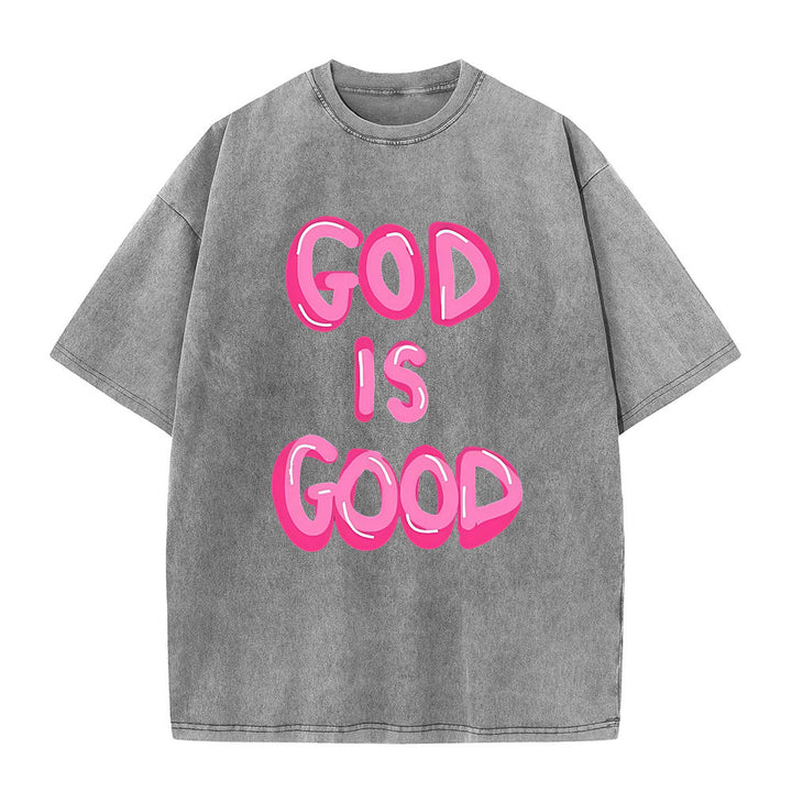 Christianartworkshop God Is Good Unisex Washed T-Shirt - Grey - 5XL - image 7