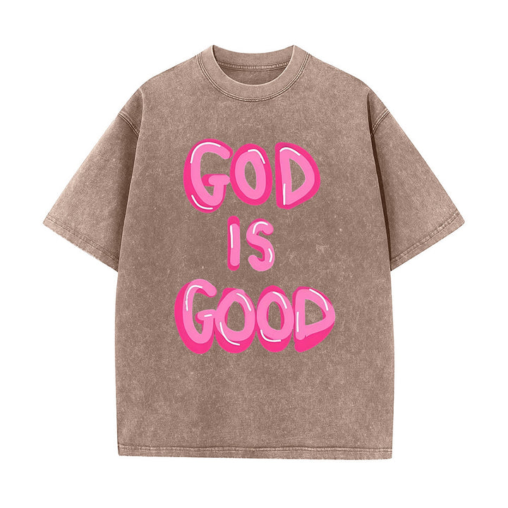 Christianartworkshop God Is Good Unisex Washed T-Shirt - Coffee - 5XL - image 9