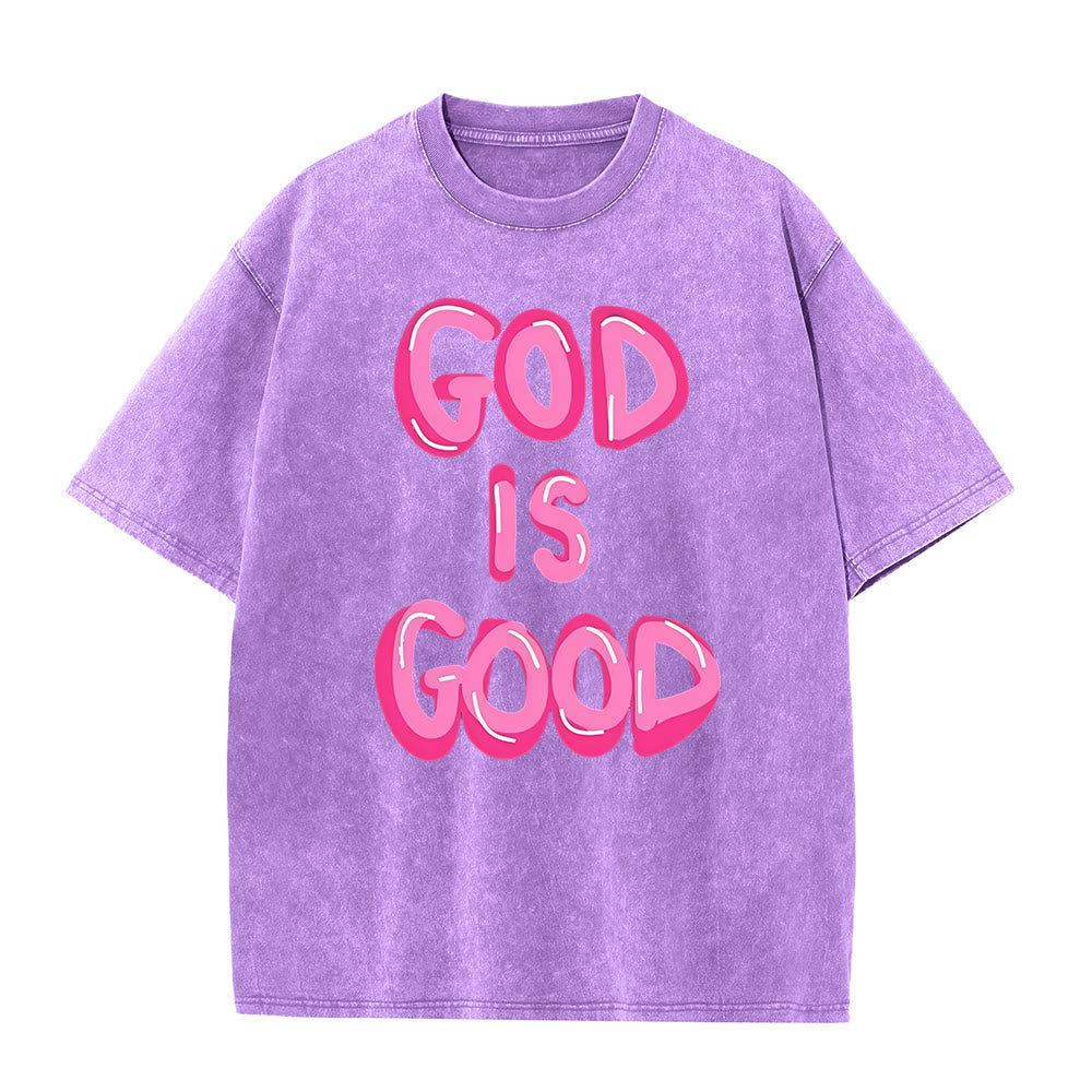 Christianartworkshop God Is Good Unisex Washed T-Shirt - Purple - 5XL - image 6