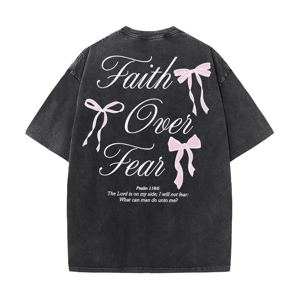 Christianartworkshop Faith Over Fear Unisex Washed T-Shirt - Black - 5XL - image 0