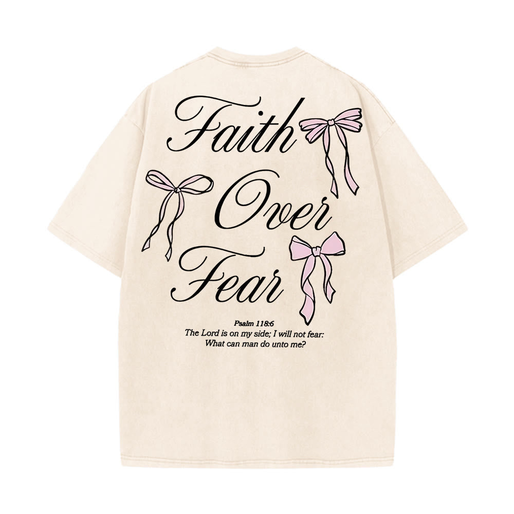 Christianartworkshop Faith Over Fear Unisex Washed T-Shirt - image 4