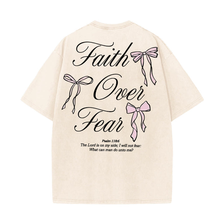 Christianartworkshop Faith Over Fear Unisex Washed T-Shirt - image 4