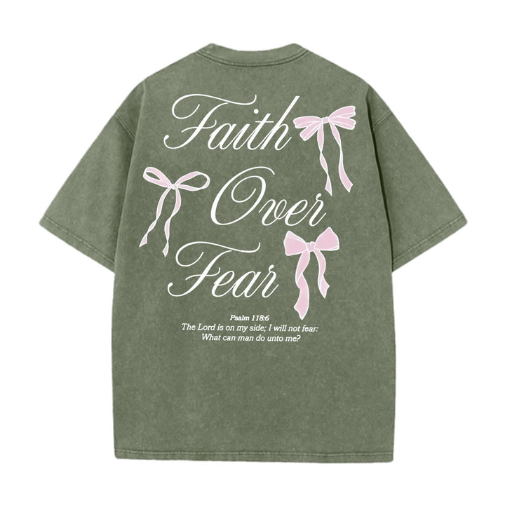 Christianartworkshop Faith Over Fear Unisex Washed T-Shirt - image 10