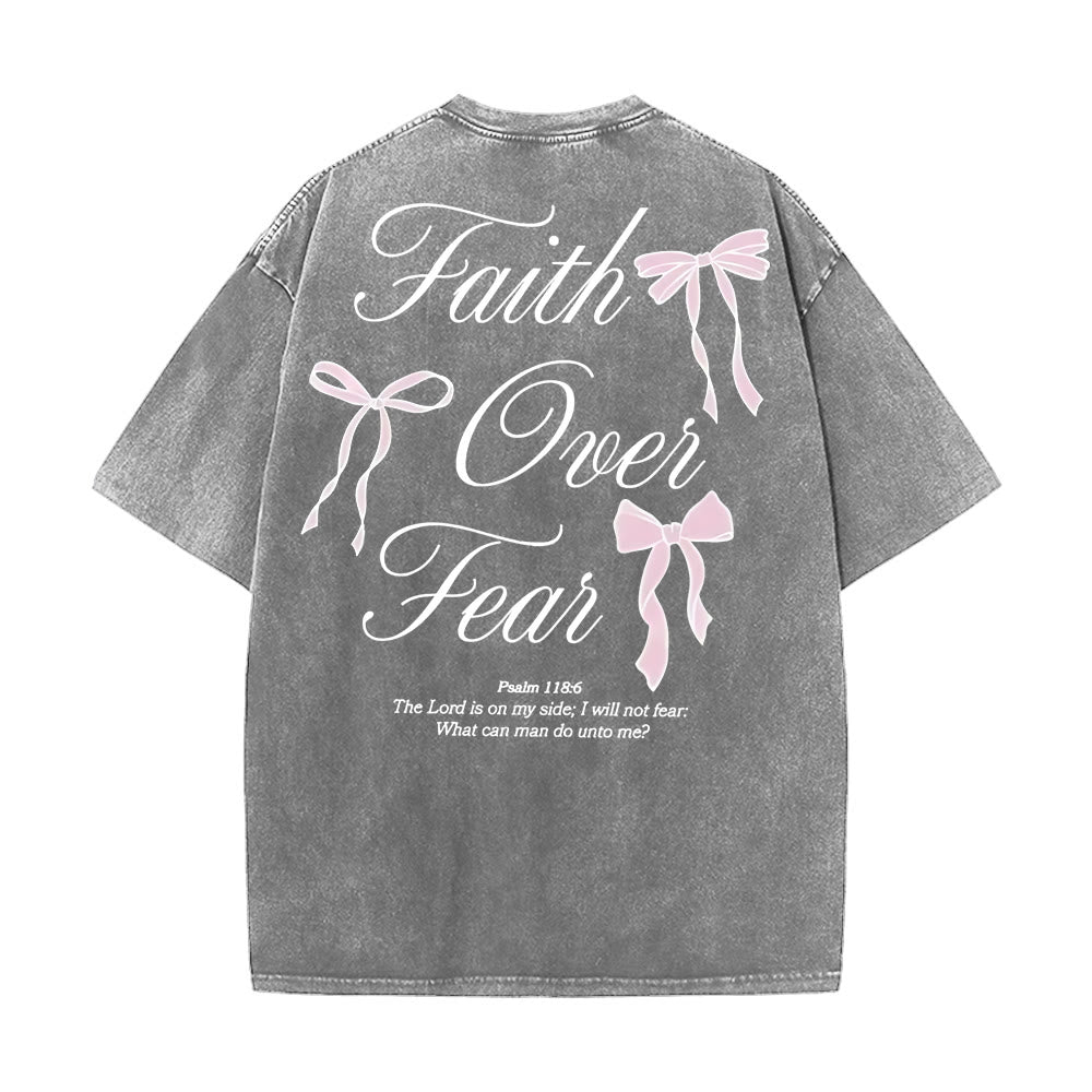 Christianartworkshop Faith Over Fear Unisex Washed T-Shirt - Grey - 5XL - image 6
